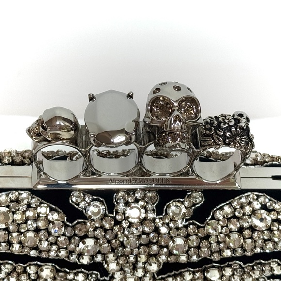 Alexander McQueen Crystal Spine embroidered 4 Ring clutch 